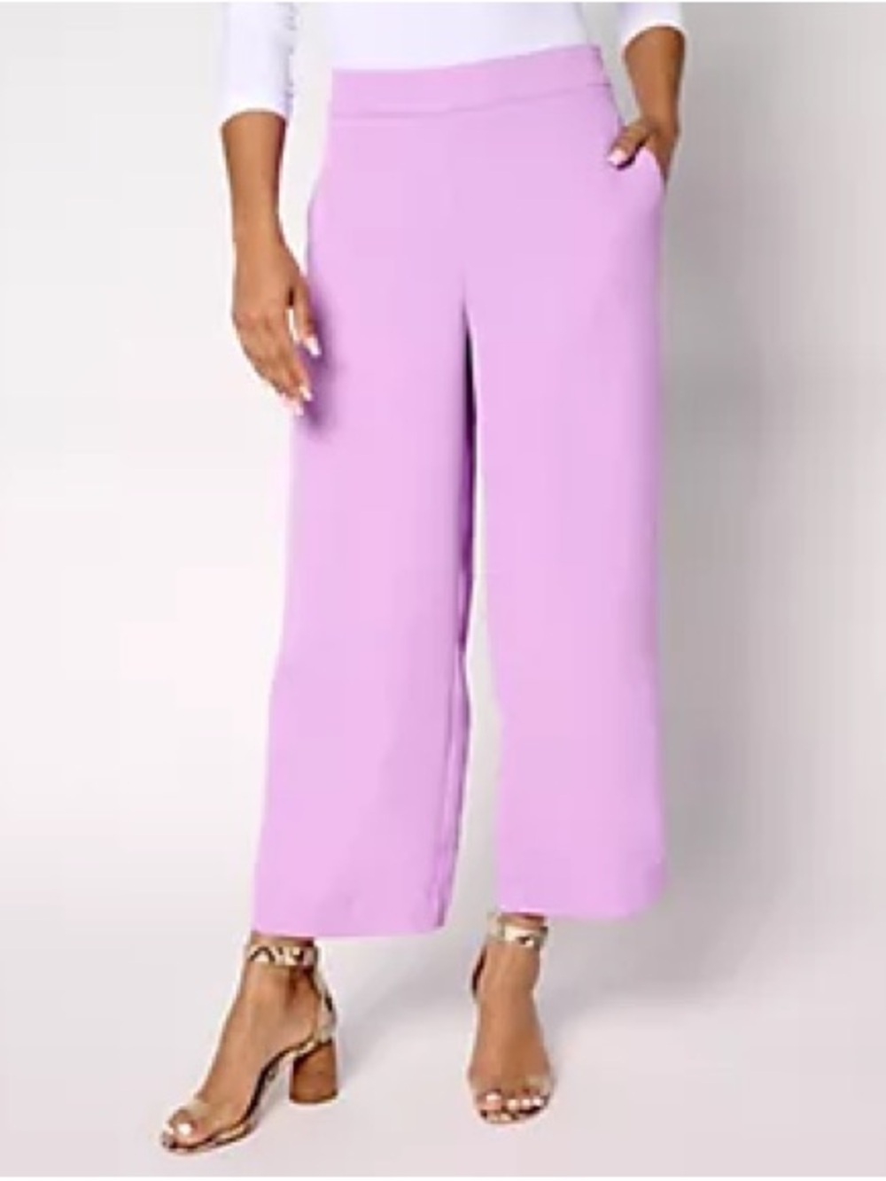 Nicole Lilac Wide-Leg Cropped Pants